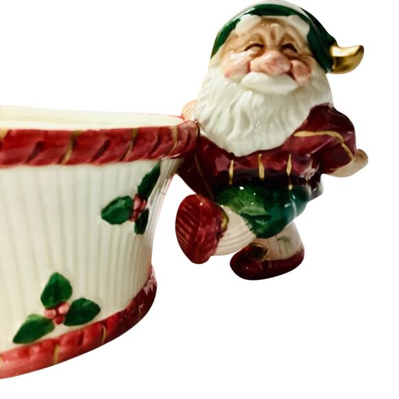 FITZ & FLOYD Cranberry Bowl - Old World Elf - Picture 4 of 6